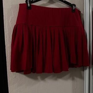Elegant Red Pleated Skirt